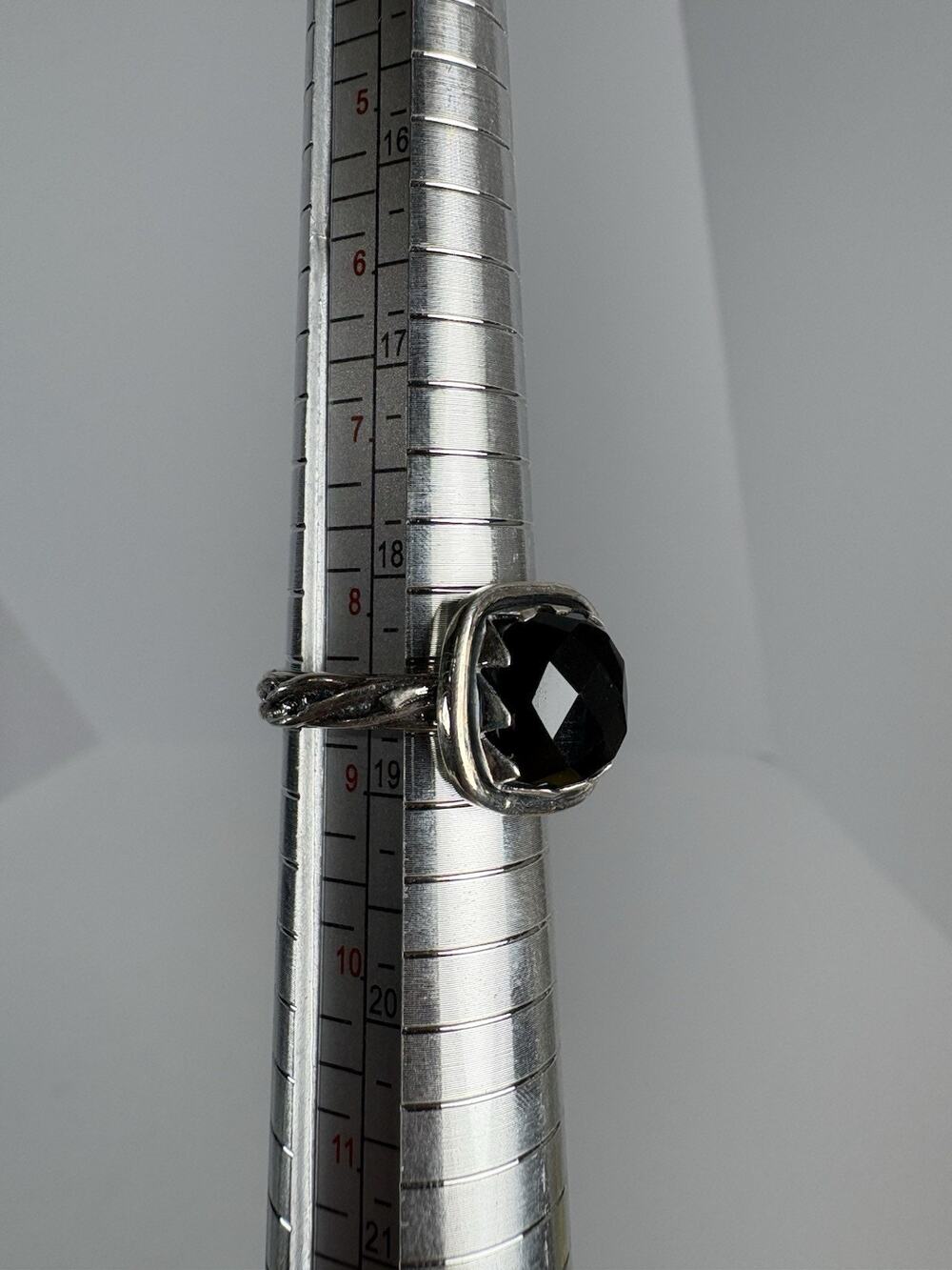 Vintage 925 Sterling Silver Black Faceted Stone Ring Size 8.5 Cocktail Jewelry